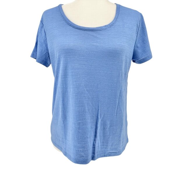 Simply Vera Vera Wang Modern Tee Womens M Blue Textured Short Sleeve - Picture 1 of 9